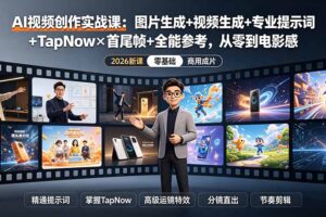 AI视频创作实战课：图片生成+视频生成+专业提示词+TapNow×首尾帧+全能参考，从零到电影感成片