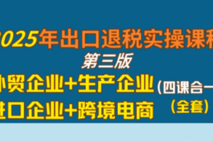 崔sir·出口退税实操-外贸企业+生产企业+跨境电商+进口企业(四课合一)