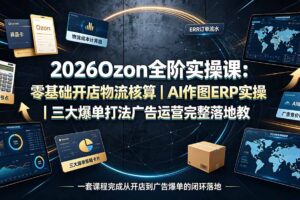 2026Ozon全阶实操课：零基础开店物流核算｜AI作图ERP实操｜三大爆单打法广告运营完整落地教程