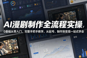 AI漫剧制作全流程实操，0基础从零入门，完整手把手教学，从起号、制作到变现一站式学会(更新)