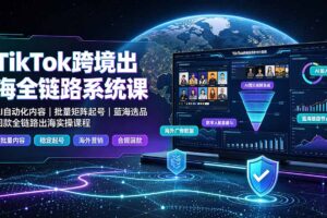 TikTok跨境出海全链路系统课-2026年7月：AI自动化内容｜批量矩阵起号｜蓝海选品回款全链路出海实操课程