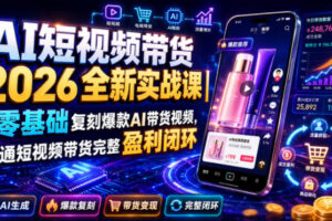 AI短视频带货2026全新实战课｜零基础复刻爆款AI带货视频，跑通短视频带货完整盈利闭环