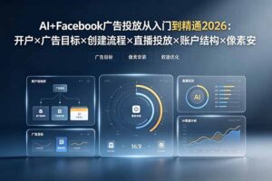 AI+Facebook广告投放从入门到精通2026：开户×广告目标×创建流程×直播投放×账户结构×像素安装×AI赋能