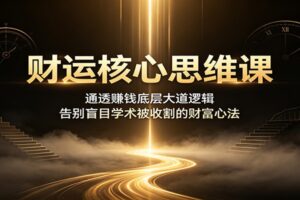 财运核心思维课：通透赚钱底层大道逻辑，告别盲目学术被收割的财富心法