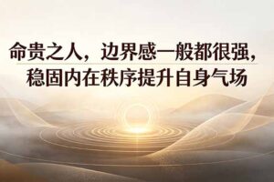 付费文章：命贵之人，边界感一般都很强，稳固内在秩序提升自身气场