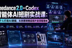 Seedance2.0+Codex智能体AI短剧实战课：一个人打造AI剧组，从创意到精品短片全流程