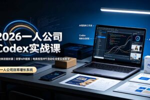 2026一人公司Codex实战课◆智能体技能封装｜即梦API视频｜电商视觉PPT自动化全套实操教学