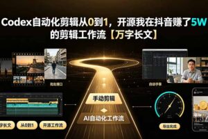 Codex自动化剪辑从0到1，开源我在抖音赚了5W 的剪辑工作流【万字长文】