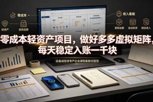 零成本轻资产项目，做好多多虚拟矩阵，每天稳定入账一千块