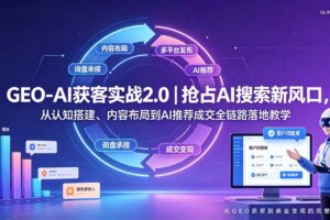 GEO-AI获客实战｜抢占AI搜索新风口，从认知搭建、内容布局到AI推荐成交全链路落地教学
