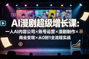 AI漫剧超级增长课：一人AI内容公司×账号运营×漫剧制作×商业变现×从0到1全流程实战