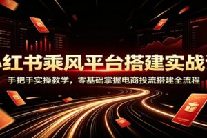 小红书乘风平台搭建实战课：手把手实操教学，零基础掌握电商投流搭建全流程
