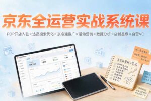 京东全运营实战系统课：POP开店入驻×选品搜索优化×京准通推广×活动营销×数据分析×店铺星级×自营VC