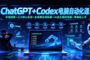 ChatGPT+Codex电脑自动化课：环境搭建×三大核心实战×全场景应用拓展×AI自主操控电脑×零基础上手