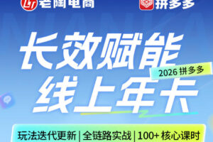 拼多多线上SVIP线上年卡，从认知到基础、从推广到活动、从活动到玩法，全链路实战(260730)