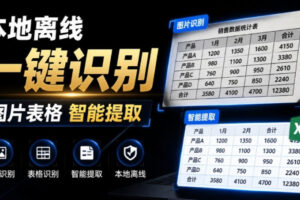 体积仅70MB，图片一键智能提取表格工具来了！完全免费且离线使用，FastOCR智能表格识别软件V1.0