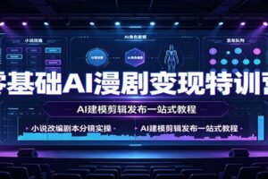 零基础AI漫剧变现特训营：小说改编剧本分镜实操，AI建模剪辑发布一站式教程