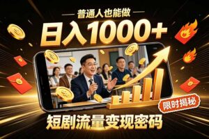 一部手机做短剧分发，不用真人出镜、不用拍摄剧本，快手流量变现日赚千元