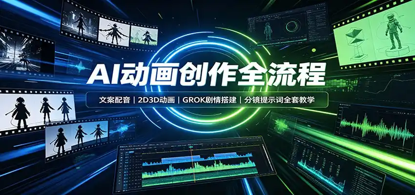 AI动画创作全流程：文案配音，2D3D动画，GROK剧情搭建，分镜提示词全套教学