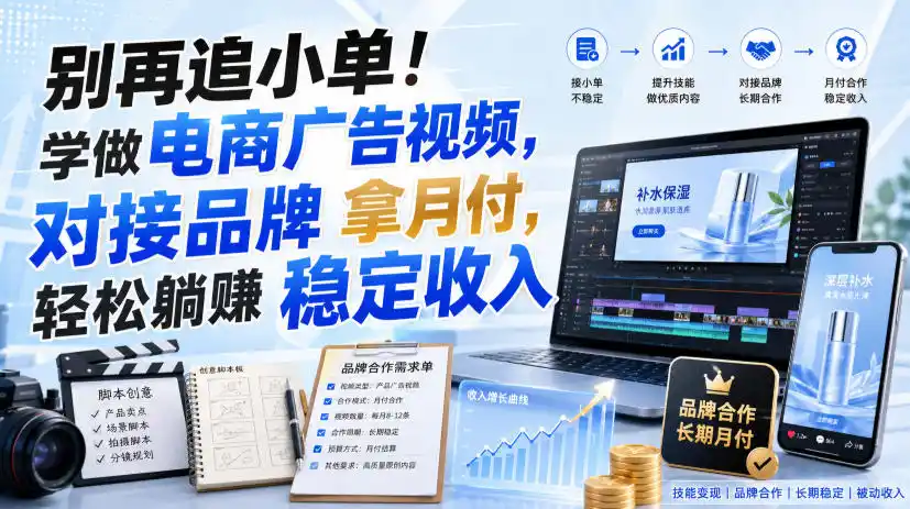 别再追小单！学做电商广告视频，对接品牌拿月付，轻松躺賺稳定收入【原创双语字幕】
