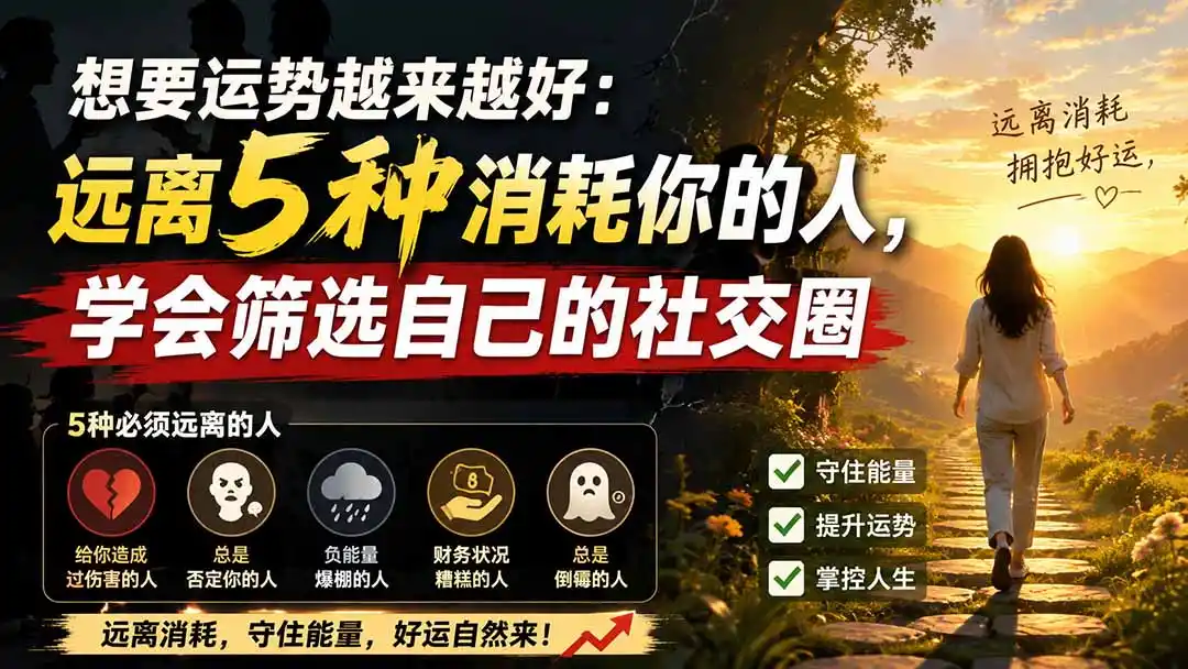 付费文章:想要运势越来越好:远离5种消耗你的人,学会筛选自己的社交圈