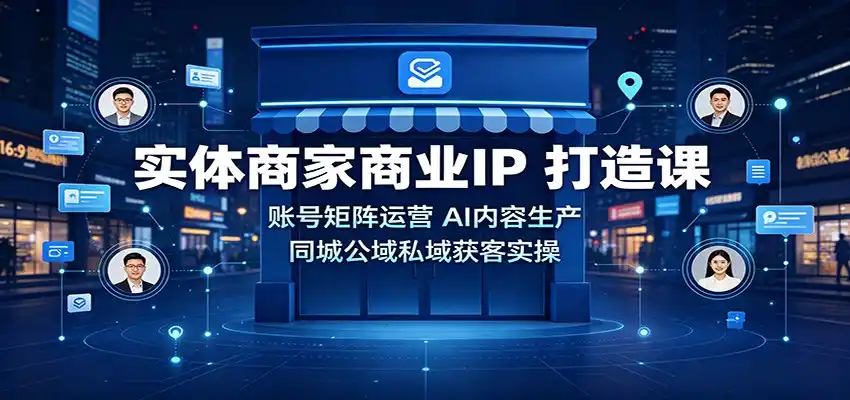 实体商家商业IP打造课：账号矩阵运营，AI内容生产，同城公域私域获客实操