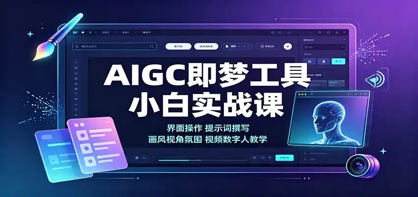 AIGC即梦工具小白实战课：界面操作，提示词撰写，画风视角氛围视频数字人教学