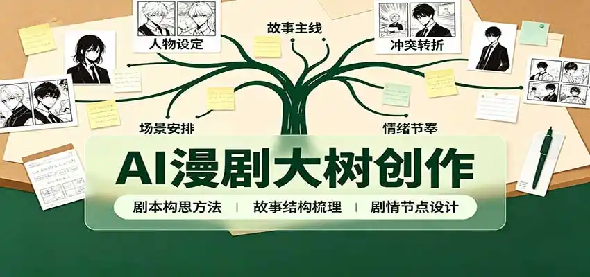 AI漫剧大树创作：剧本构思课程讲解，软件插件配置，配套工具资料完整梳理