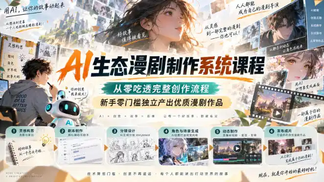 AI生态漫剧制作系统课程，从零吃透完整创作流程，新手零门槛独立产出优质漫剧作品