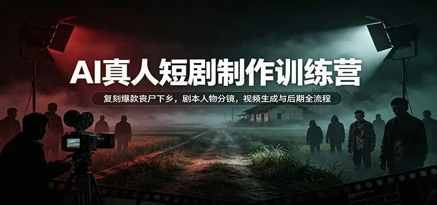 AI真人短剧制作训练营:复刻爆款丧尸下乡,剧本人物分镜,视频生成与后期全流程