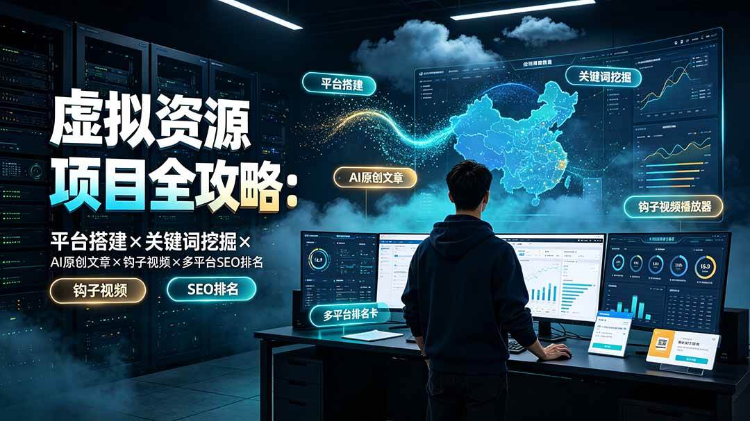 （19322期）虚拟资源项目全攻略：平台搭建×关键词挖掘×AI原创文章×钩子视频×多平台SEO排名